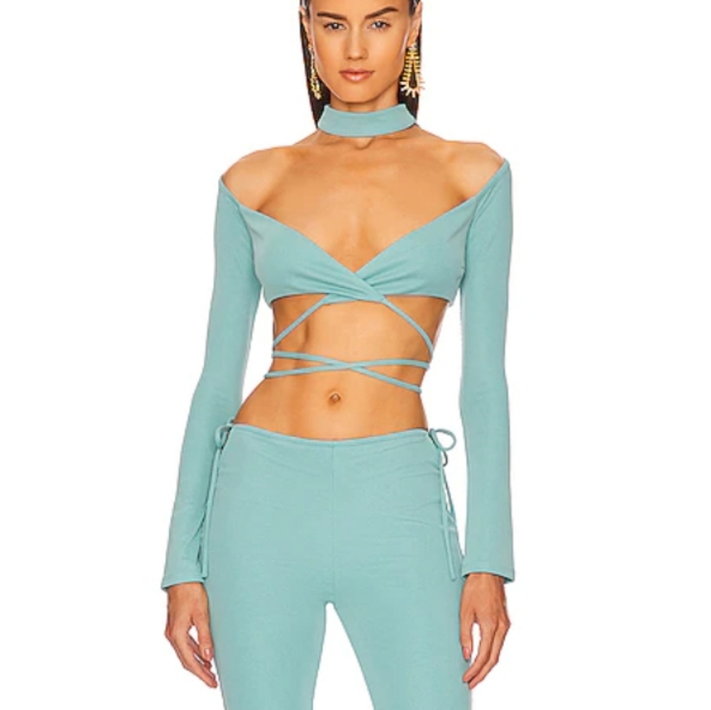 NWT Michael Costello×Revolve Lyle Crop Top in Teal